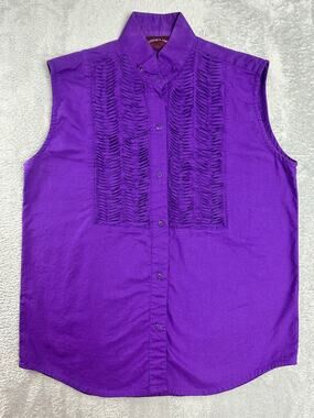Vintage Gordon James Purple Western Tuxedo Shirt Sleeveless Rockabilly Retro - L